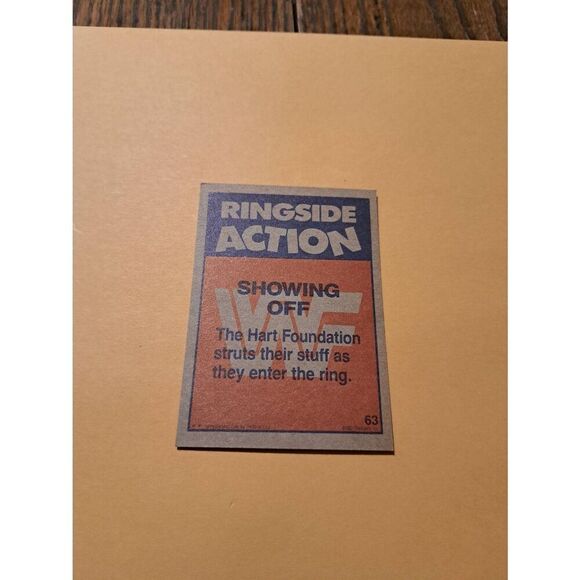 Vintage 1987 WWF Topps Trading Card 63 Hart Foundation Showing Off Wrestling - Picture 2 of 2